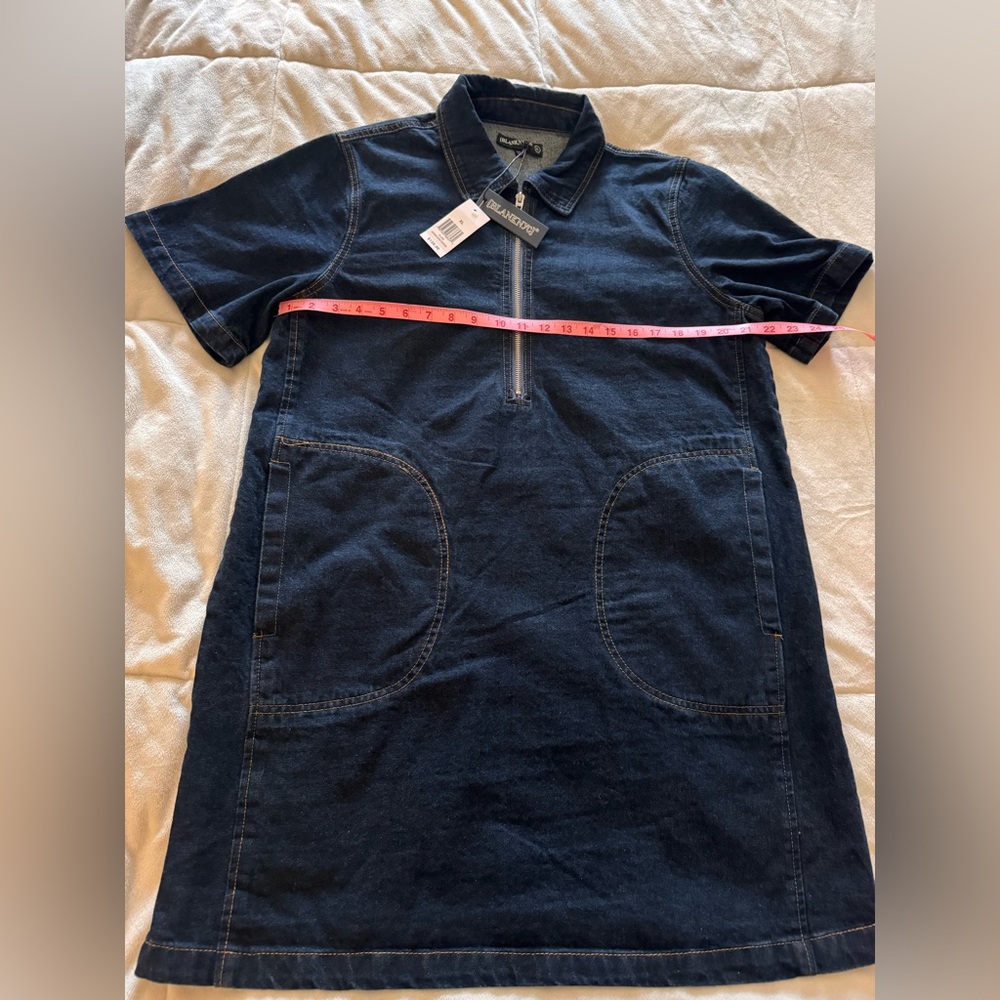 NWT ADORBS AF ZIP FRONT DENIM MINI DRESS FROM BLANK NYC SZ XL ORIG $128 - Picture 5 of 8